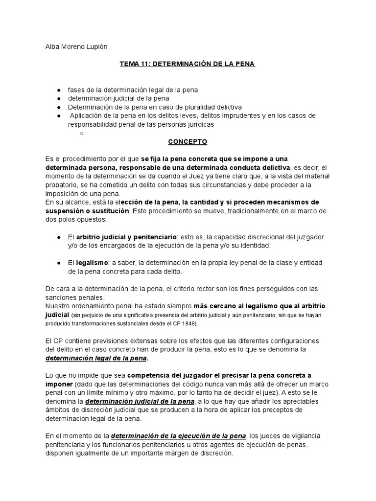 Determinación de la Pena en Derecho Penal | PDF | Castigos | Derecho penal