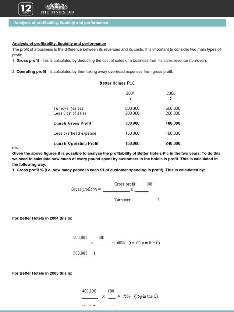 Profitability and Liquidity Analysis | PDF | Market Liquidity | Working ...
