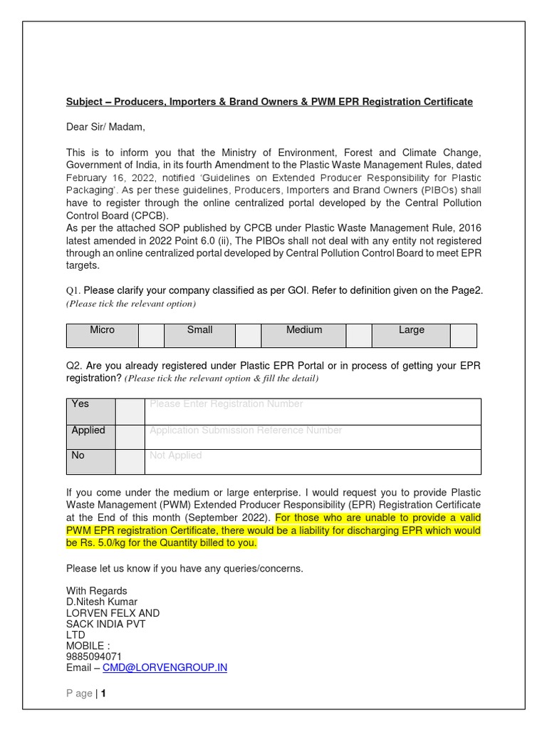 Plastic Waste Management Epr Pdf Small And Medium Sized