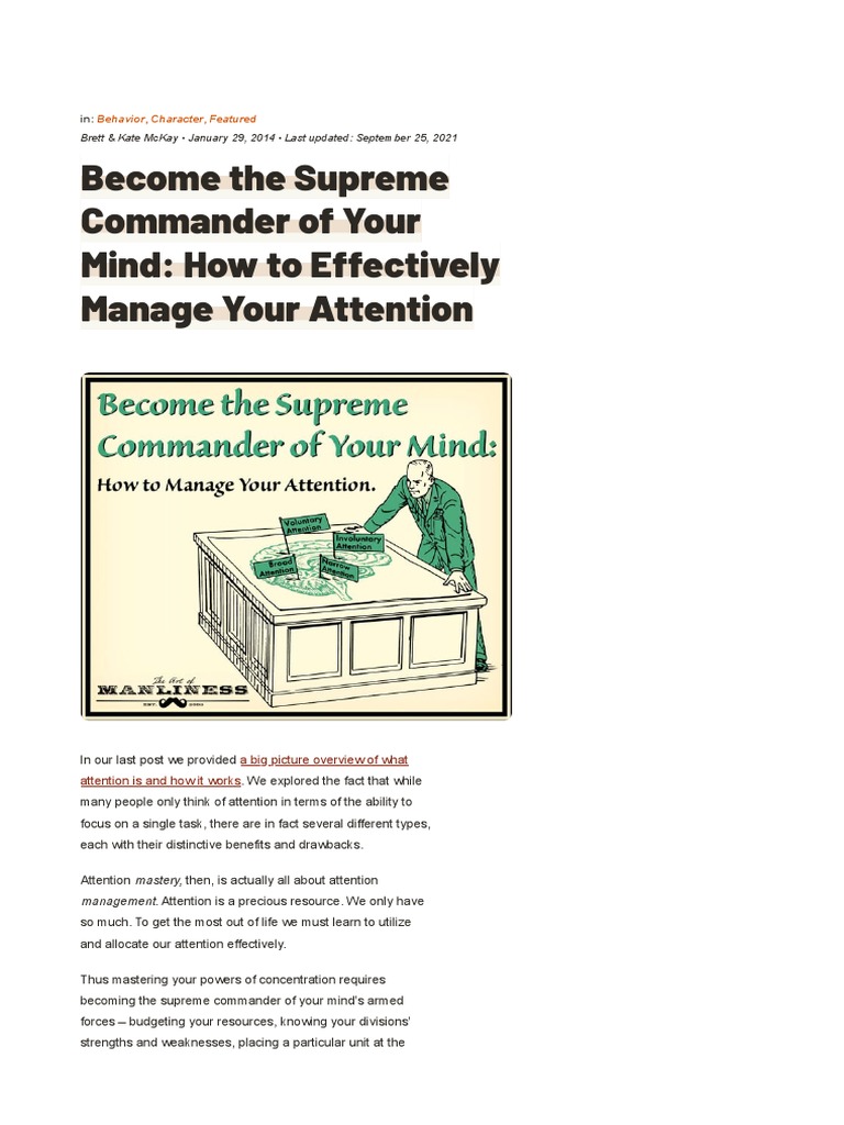 How To Effectively Manage Your Attention - The Art of Manliness | PDF ...