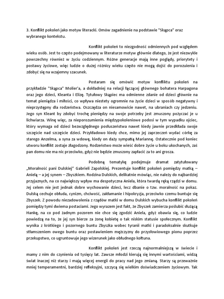 Tragiczny Los Jednostki I Zbiorowości Jako Motyw Literacki Konflikt Pokoleń Jako Motyw Literacki. | PDF