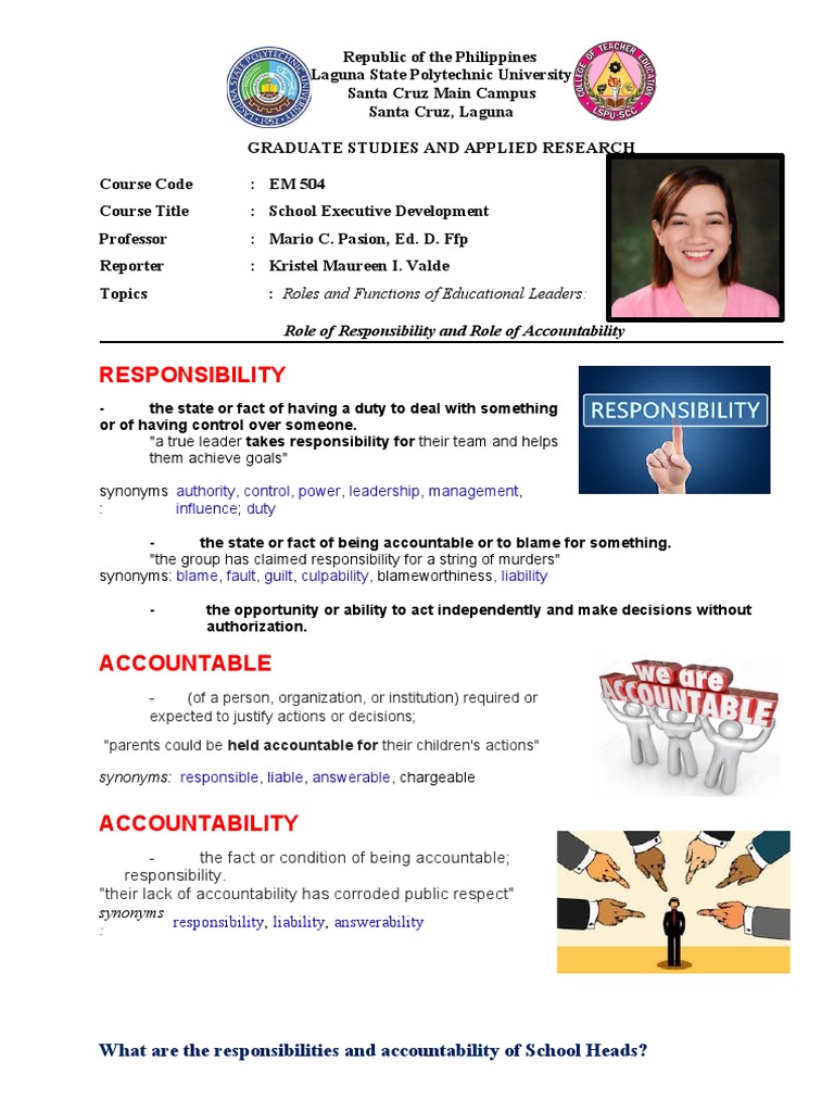 Educational Leadership: Roles & Accountability | PDF | Teachers ...