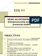 EDS 111 An Entrepreneur Week 2 Lecture