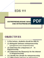 EDS 111 Week 5 Intrapreneurship