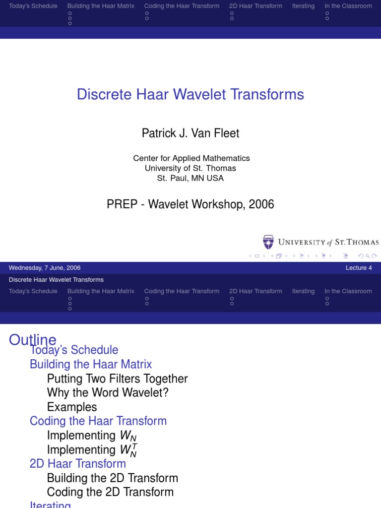 Haar Transform Workshop Overview | PDF | Wavelet | Functional Analysis