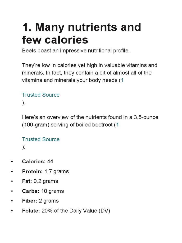 The Impressive Nutritional Profile of Beets Low in Calories Yet High