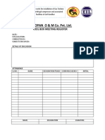 SOPAN O & M Co. Pvt. LTD.: Tool Box Meeting Register