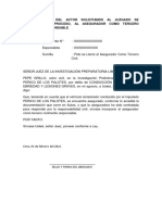 Escrito Penal Del Actor Solicitando Al Juzgado Se Incorpore Al Proceso, Al Asegurador Como Tercero Civilmente Responsable