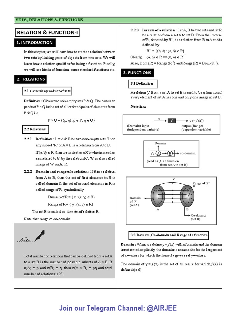 Chapter 2 Relations and Functions | PDF | Set (Mathematics) | Function ...