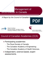 Sustainable Management of Groundwater in Canada: A Report by the Council of Canadian Academies