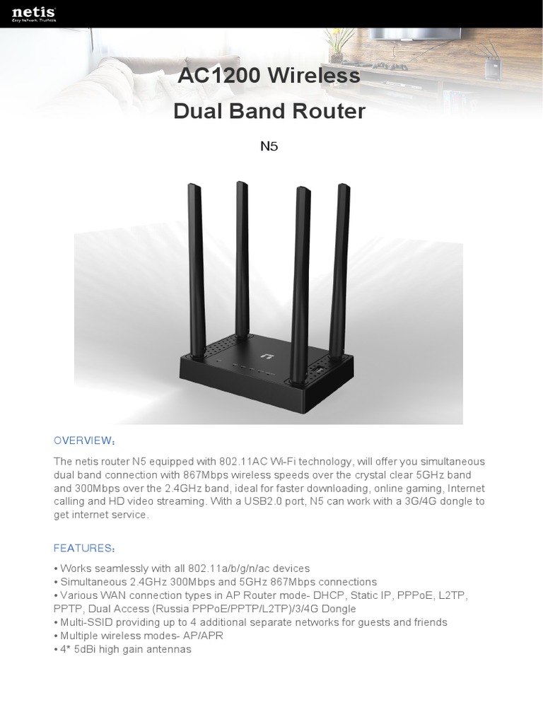 Netis N5 | PDF | Ieee 802.11 | Wi Fi