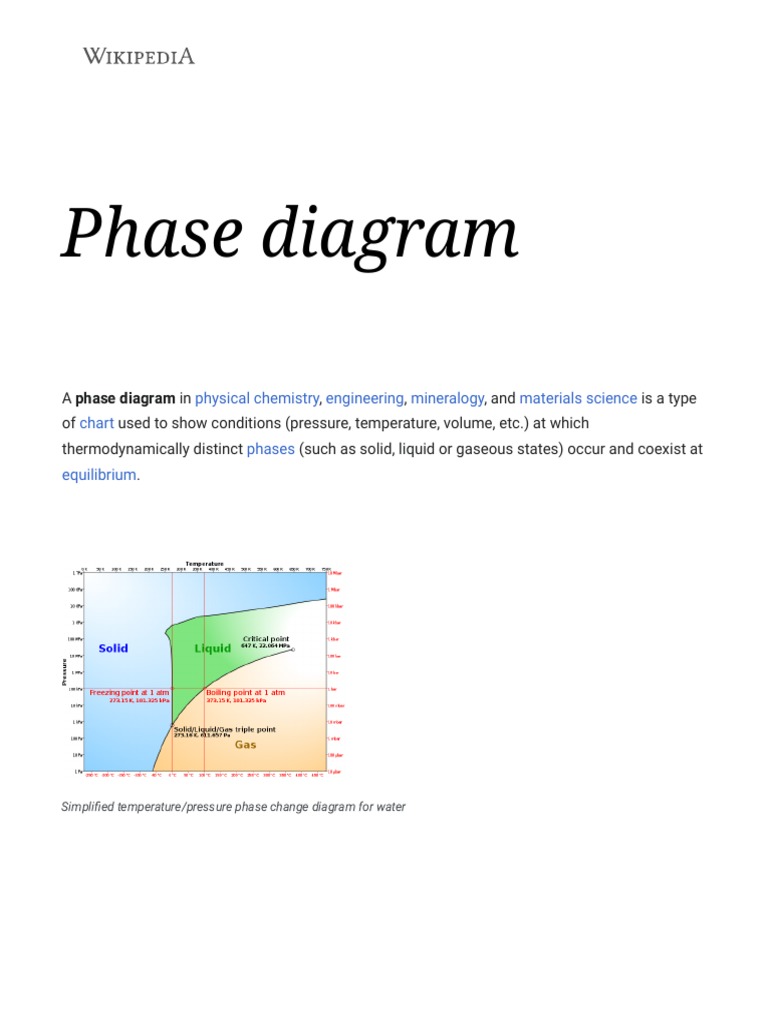 Phase Diagram Wikipedia PDF Phase Diagram Phase (Matter)