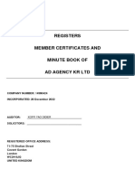 Registers Member Certificates and Minute Book of Ad Agency KR LTD