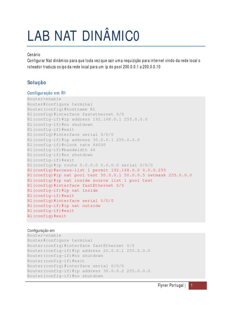 30 - Enderendo e Configurando NAT - Lab NAT Dinâmico Solução | PDF
