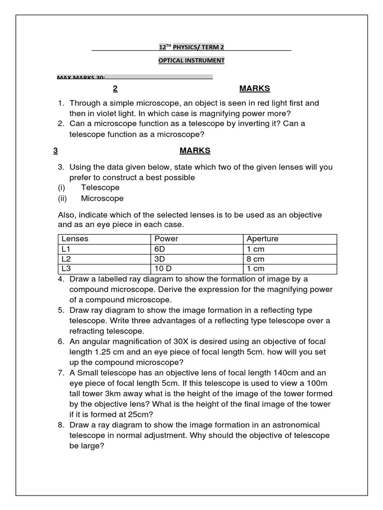 Compound Microscope and Telescope Concepts | PDF | Natural Philosophy ...