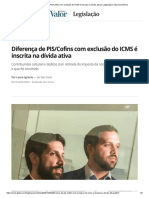 Diferença de PIS Cofins Com Exclusão Do ICMS É Inscrita Na Dívida