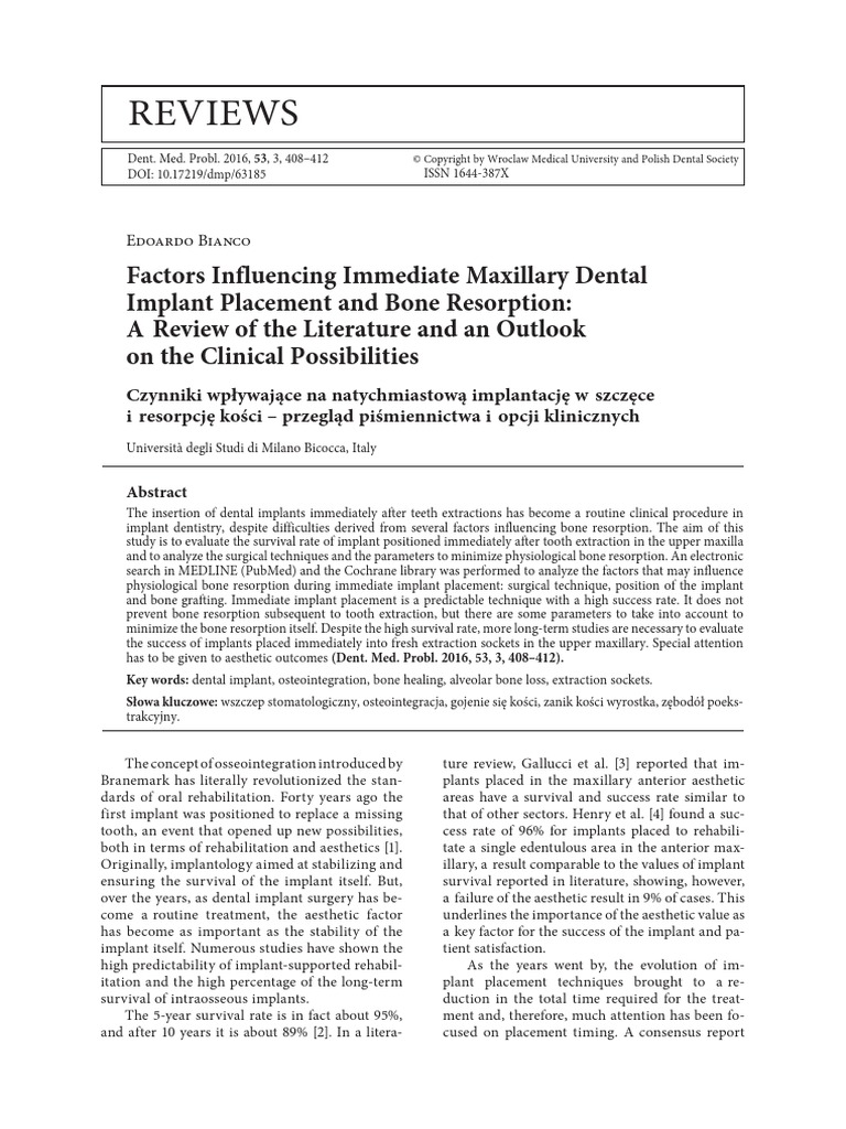 Reviews | PDF | Dental Implant | Dentistry Branches