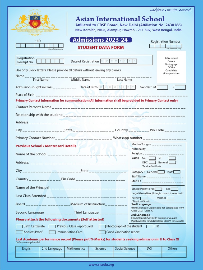 Asian International Form | PDF | University And College Admission | Fee