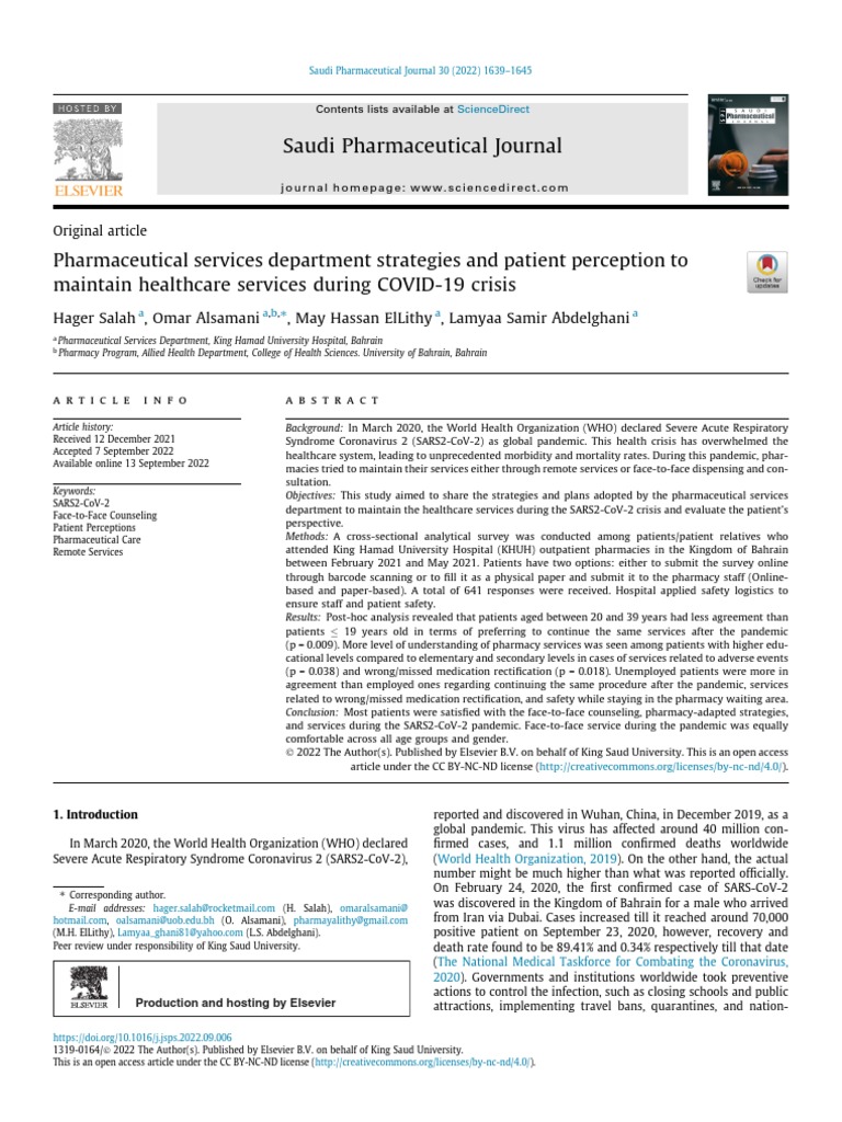 Patient Perceptions of Pharmacy Services During COVID-19 | PDF ...