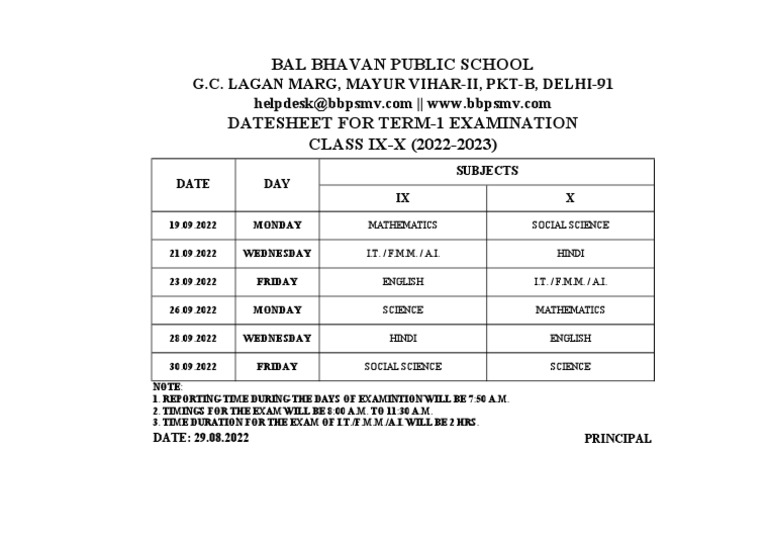 Ix and X Term1 Datesheet 20222023 | PDF