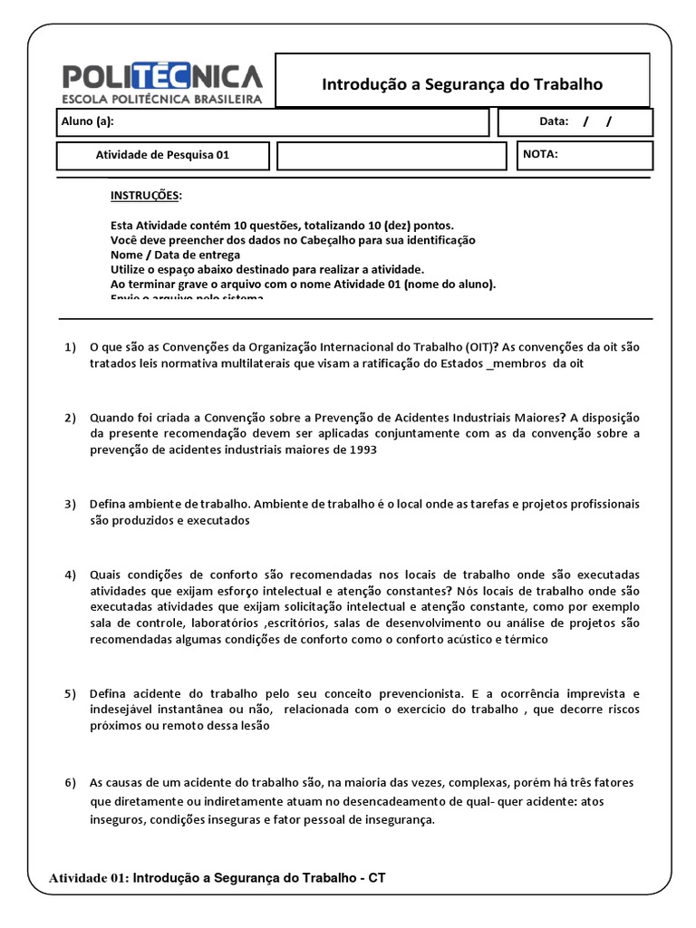 Introdução aos principais conceitos de segurança do trabalho | PDF ...