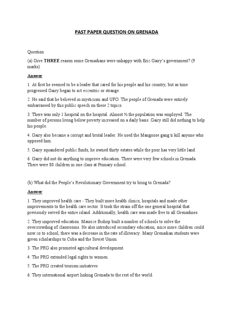 Reasons for Unrest in Grenada under Eric Gairy's Government and the