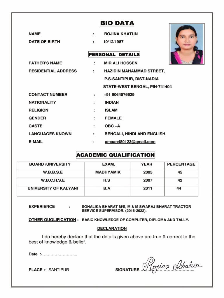 BIO DATA 1 | PDF
