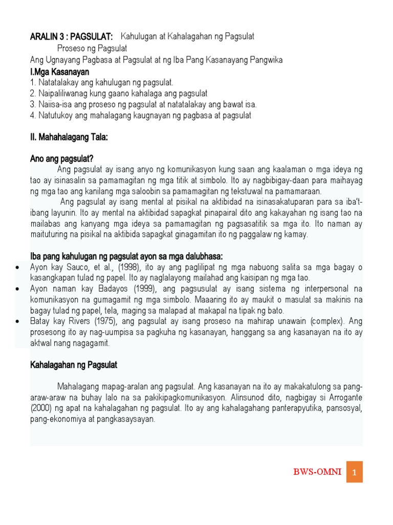 Module 3 - Pagsulat | PDF