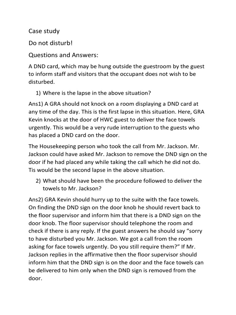 Housekeeping Case Study PDF Human Factors And Ergonomics