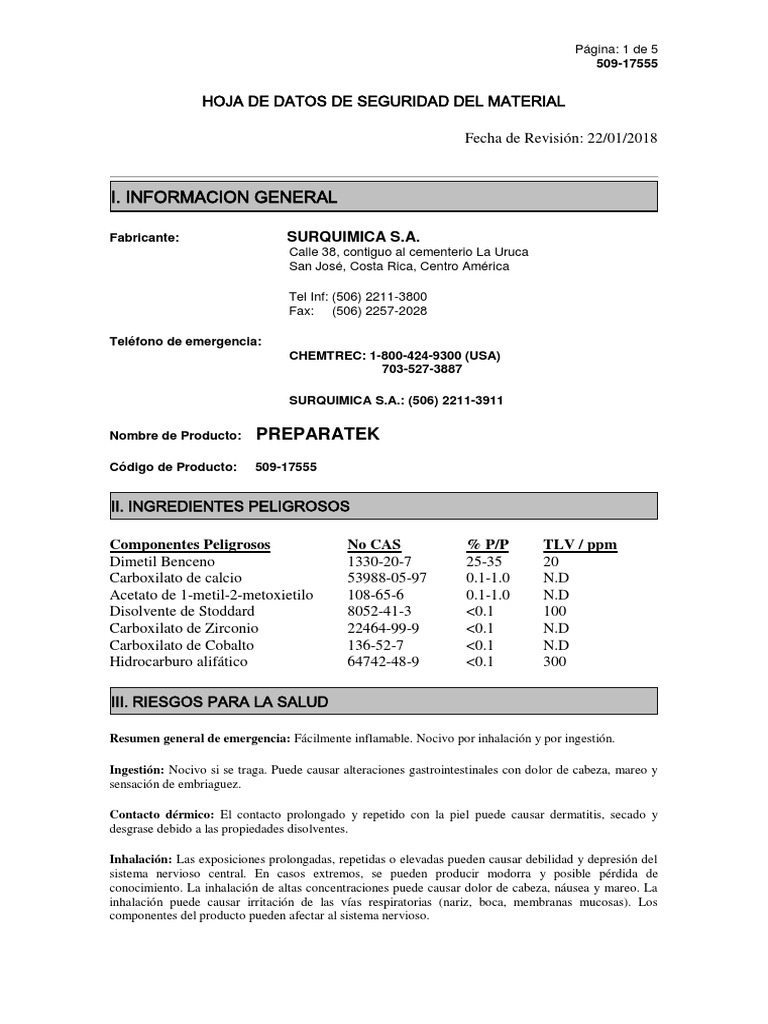 Msds 509 17555 724 | PDF | Agua | Residuos