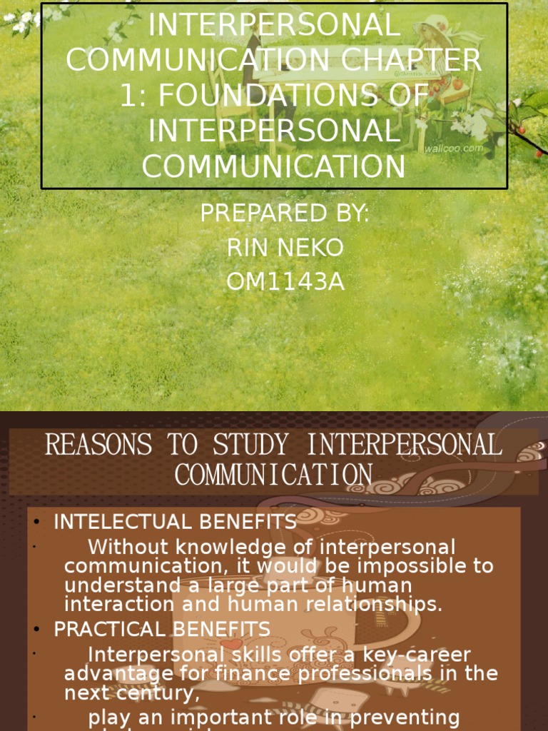 Interpersonal Communication Chapter 1 Pdf Interpersonal