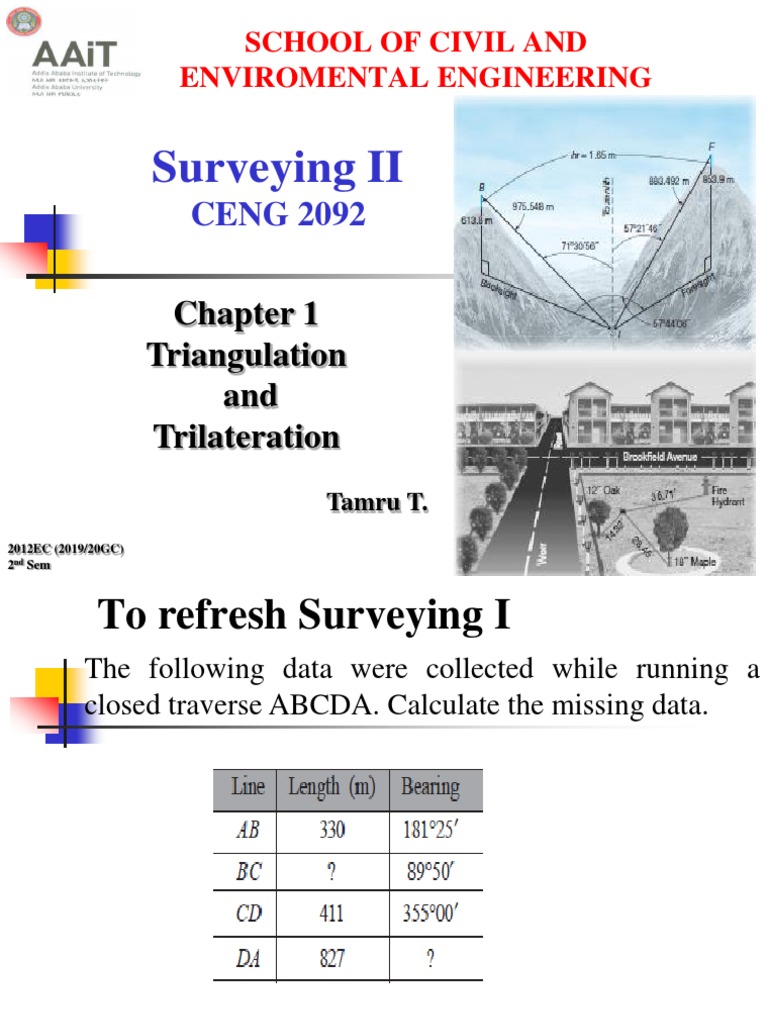 Triangulation and Trilateration in Surveying | PDF | Surveying | Triangle