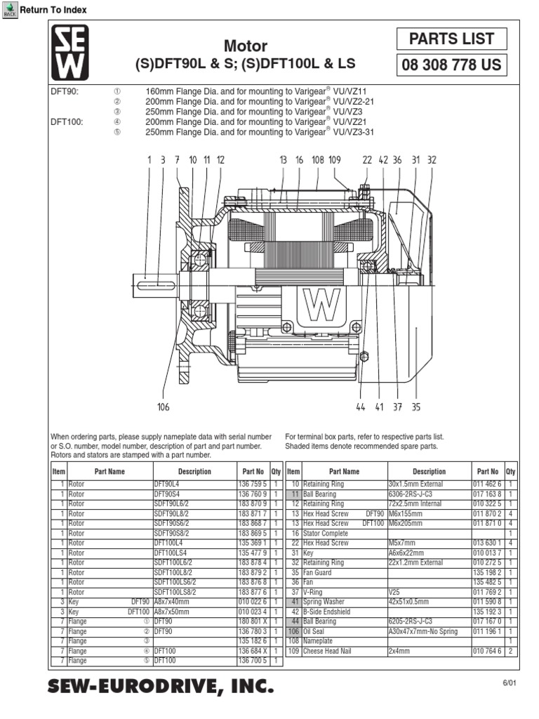 Return To Index Parts List Motor | PDF | Manufactured Goods | Rotating ...