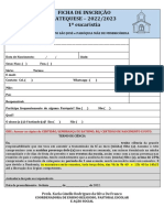 Ficha de Inscricao 2022 Catequese