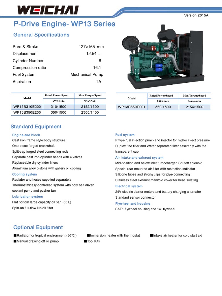 WP13 Engine Specifications Overview | PDF | Engines | Pump