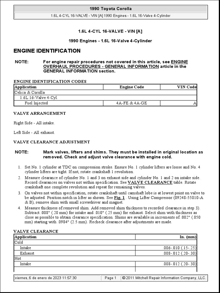 TOYOTA COROLLA AE92 WORKSHOP MANUAL CYOM1 PDF TCAWM9 visual data 7