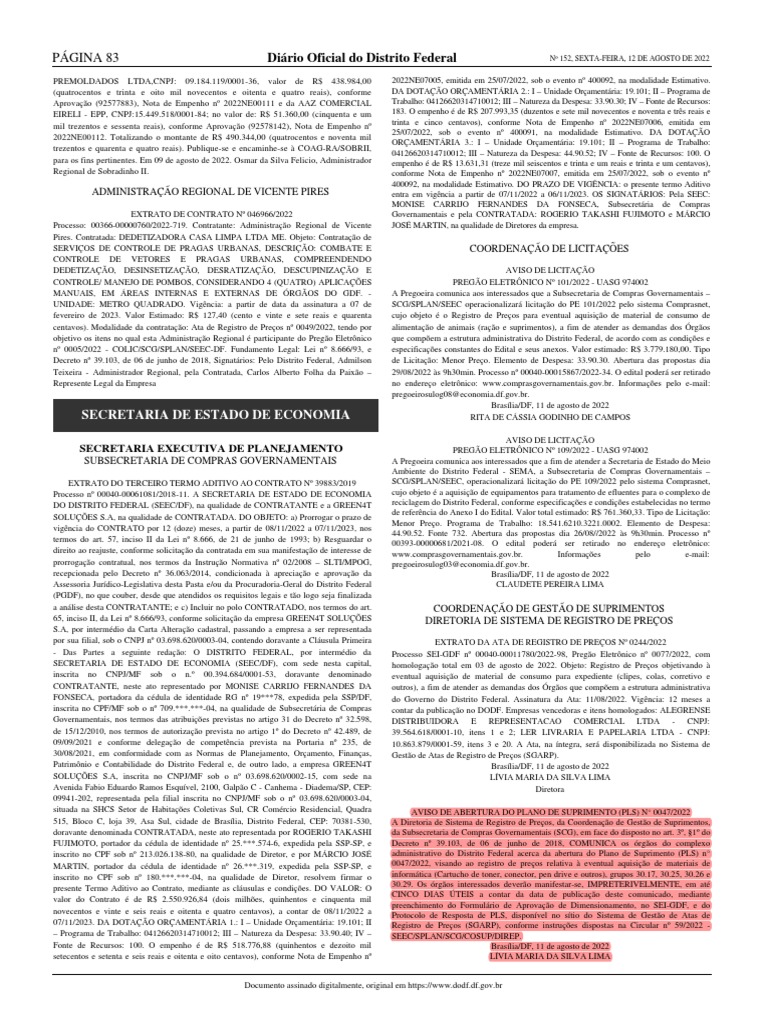 DODF PDF Economias