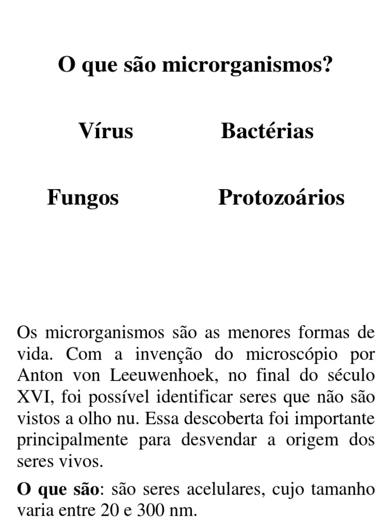 O que são microrganismos? | PDF | Microrganismo | Bactérias