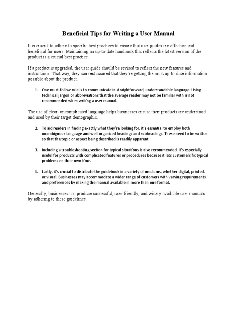 Beneficial Tips For Writing A User Manual Pdf
