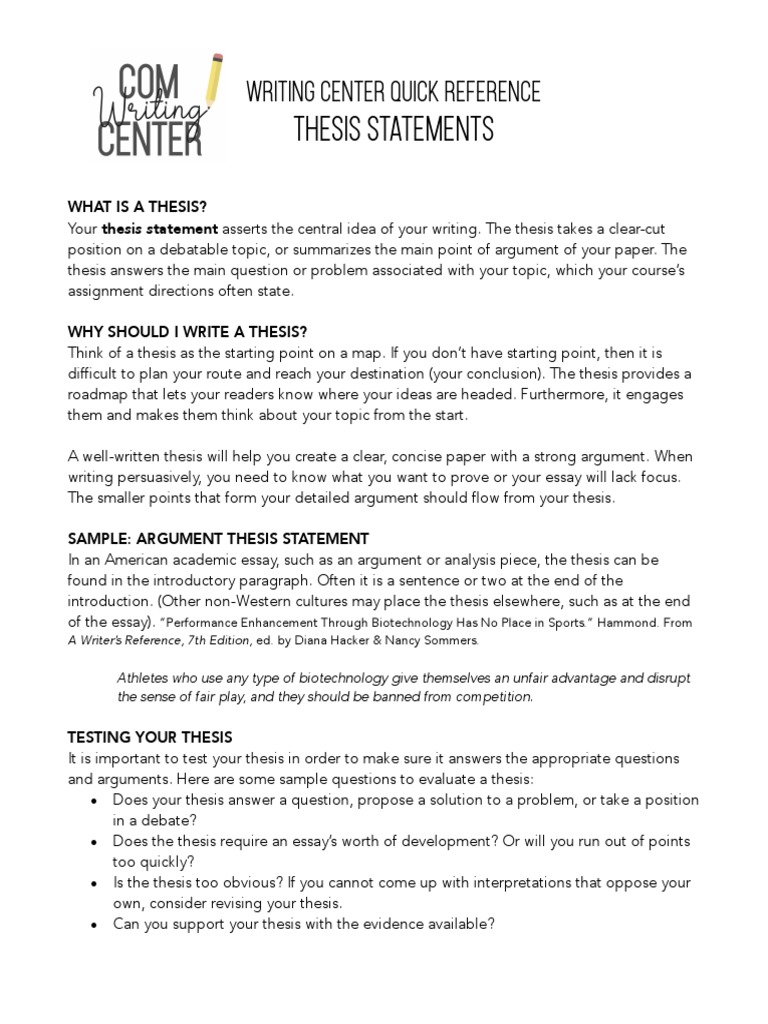 Crafting Effective Thesis Statements | PDF | Essays | Argument