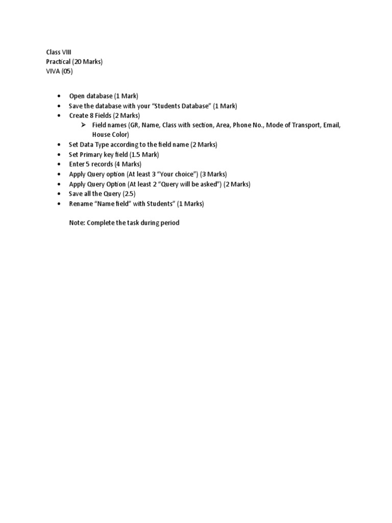 Class 8 Computer Practical Guidelines | PDF | Computers | Technology ...