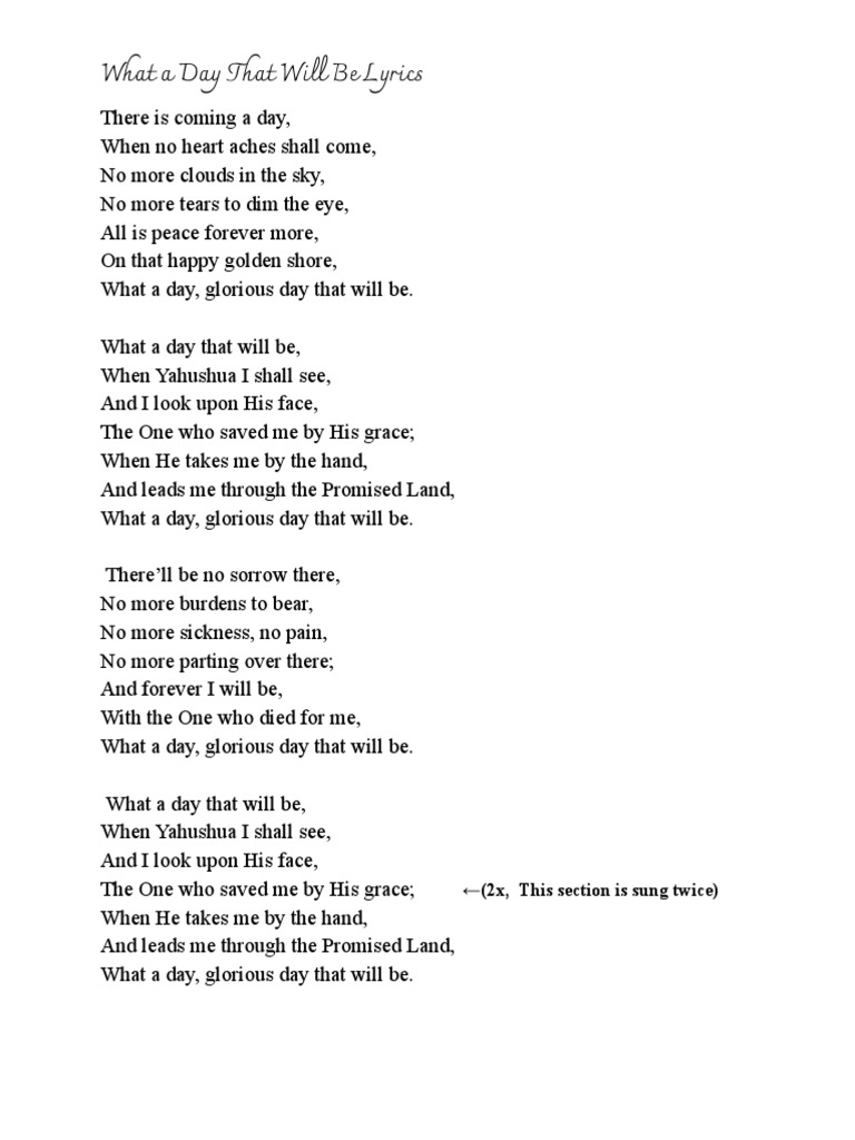 What A Day That Will Be | PDF