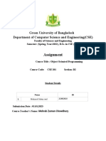 Assignment: Green University of Bangladesh Department of Computer Science and Engineering (CSE)