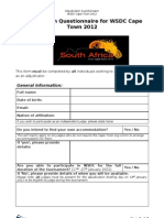 WSDC 2012 Adjudicator Questionnaire 