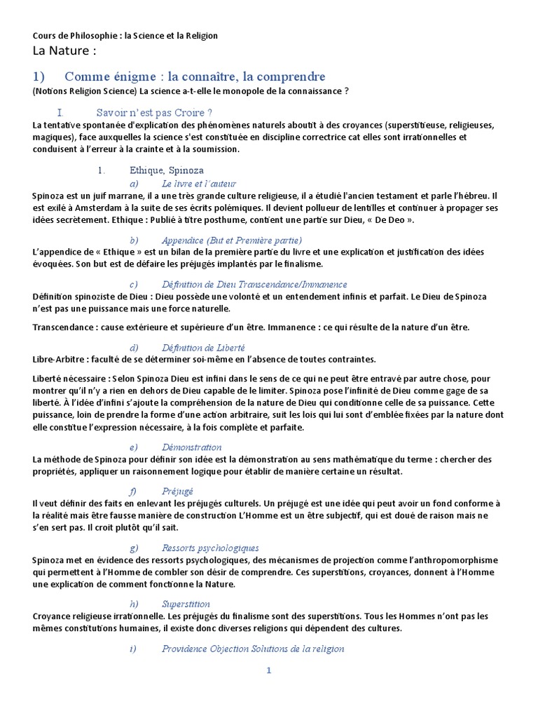 Science et Religion : Enjeux et Perspectives | PDF | Dieu | Baruch Spinoza
