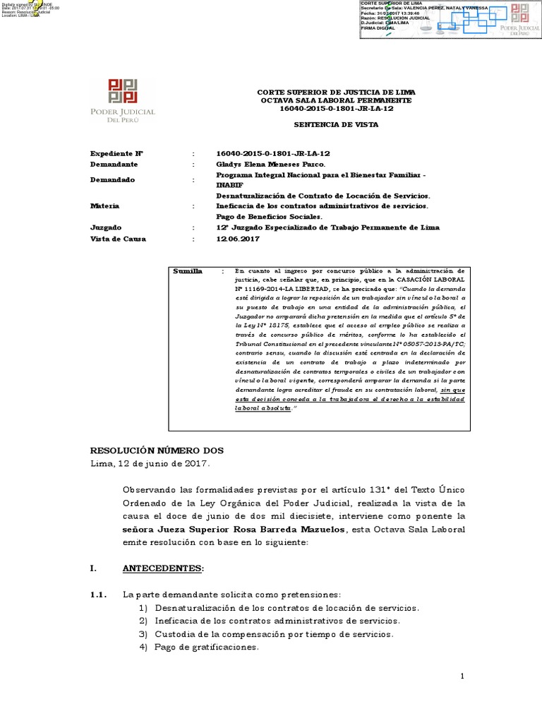Sentencia de Vista | Descargar gratis PDF | Ley procesal | Sentencia (ley)