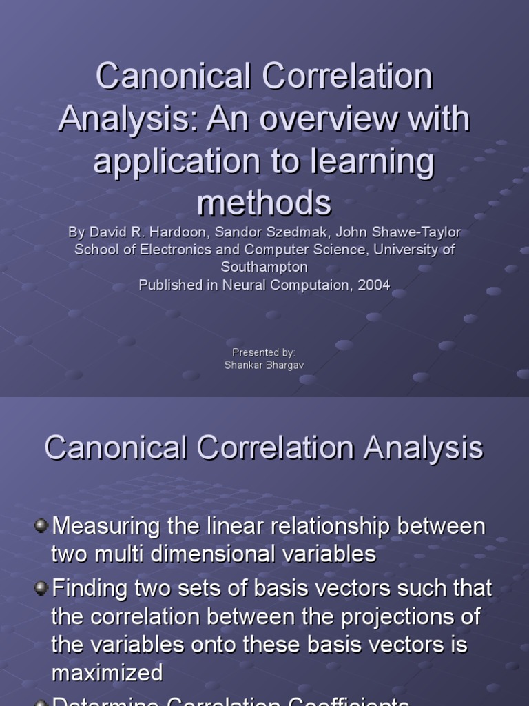 Canonical Correlation for Researchers | PDF | Factor Analysis | Matrix ...