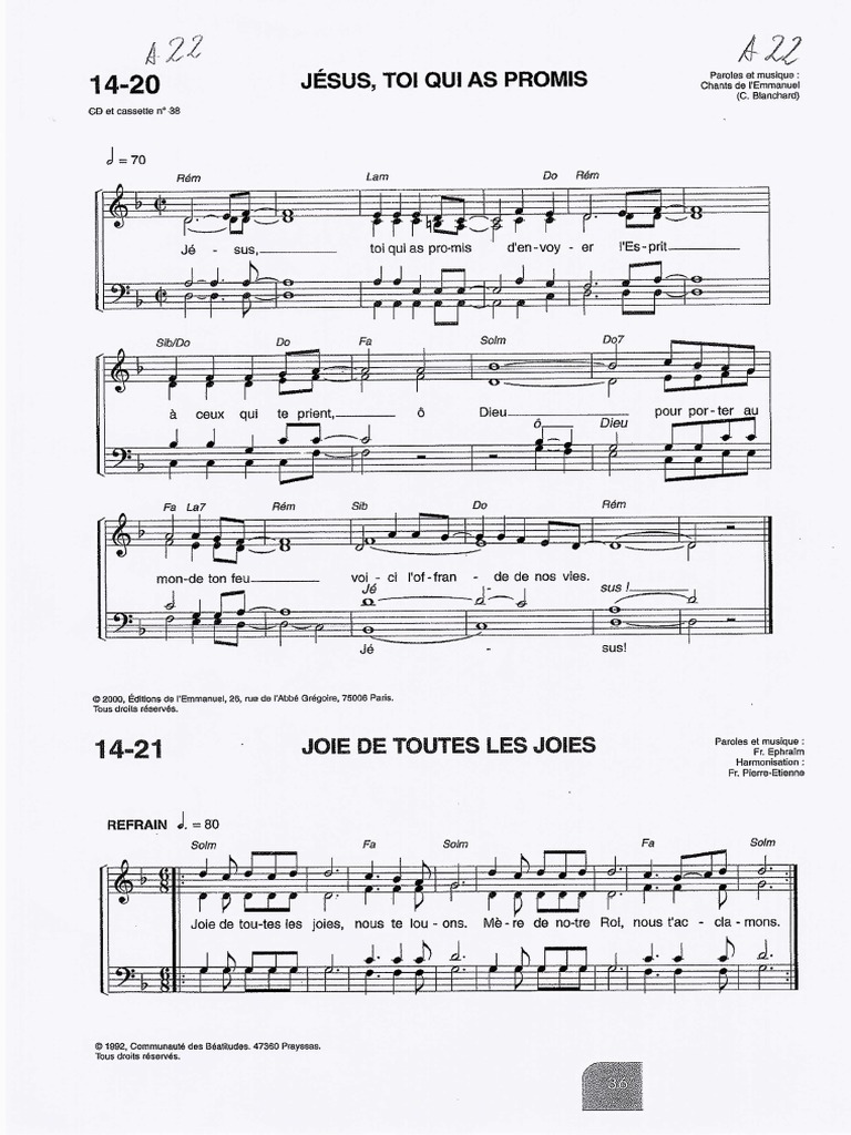 Partition - Jesus Toi Qui A Promis 4v | PDF