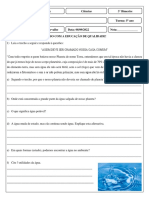 Teste de Ciências sobre o Ciclo da Água