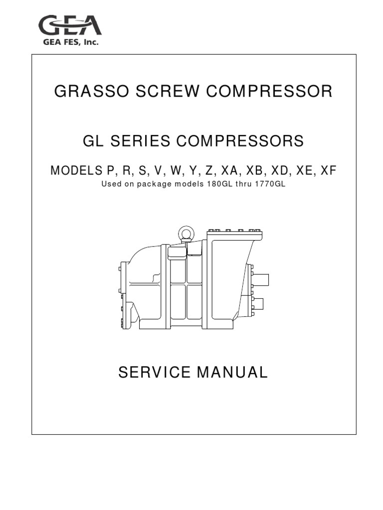 Grasso Screw Compressor Service Manual | PDF | Bearing (Mechanical ...